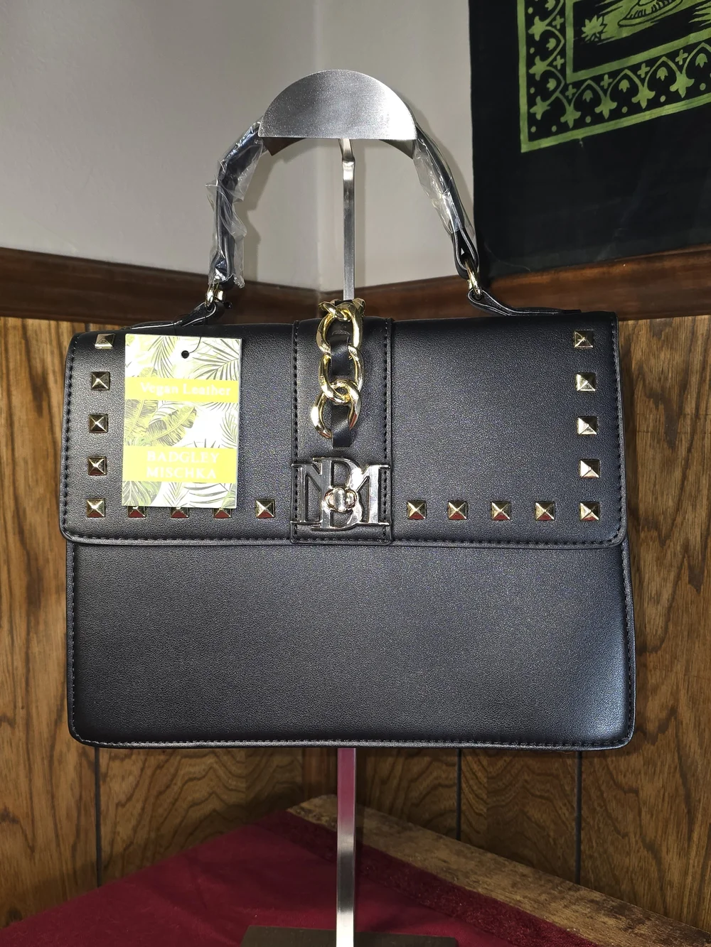 Badgley Mischka Kelly Studded Top-Handle Crossbody Satchel